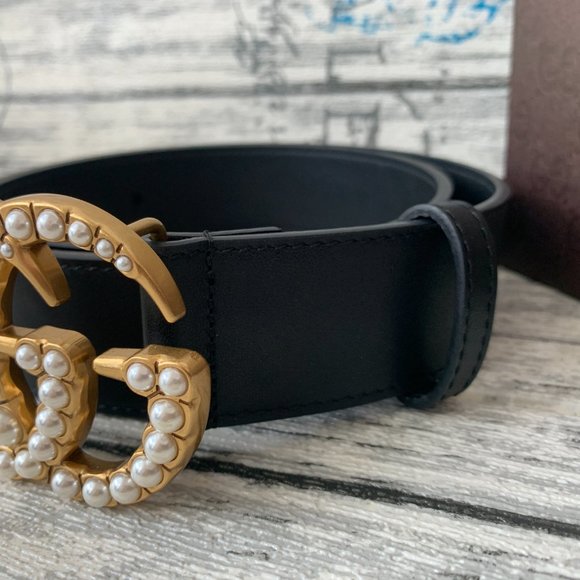 Leather belts with pearl Gucci buckle - Picture 6 of 7